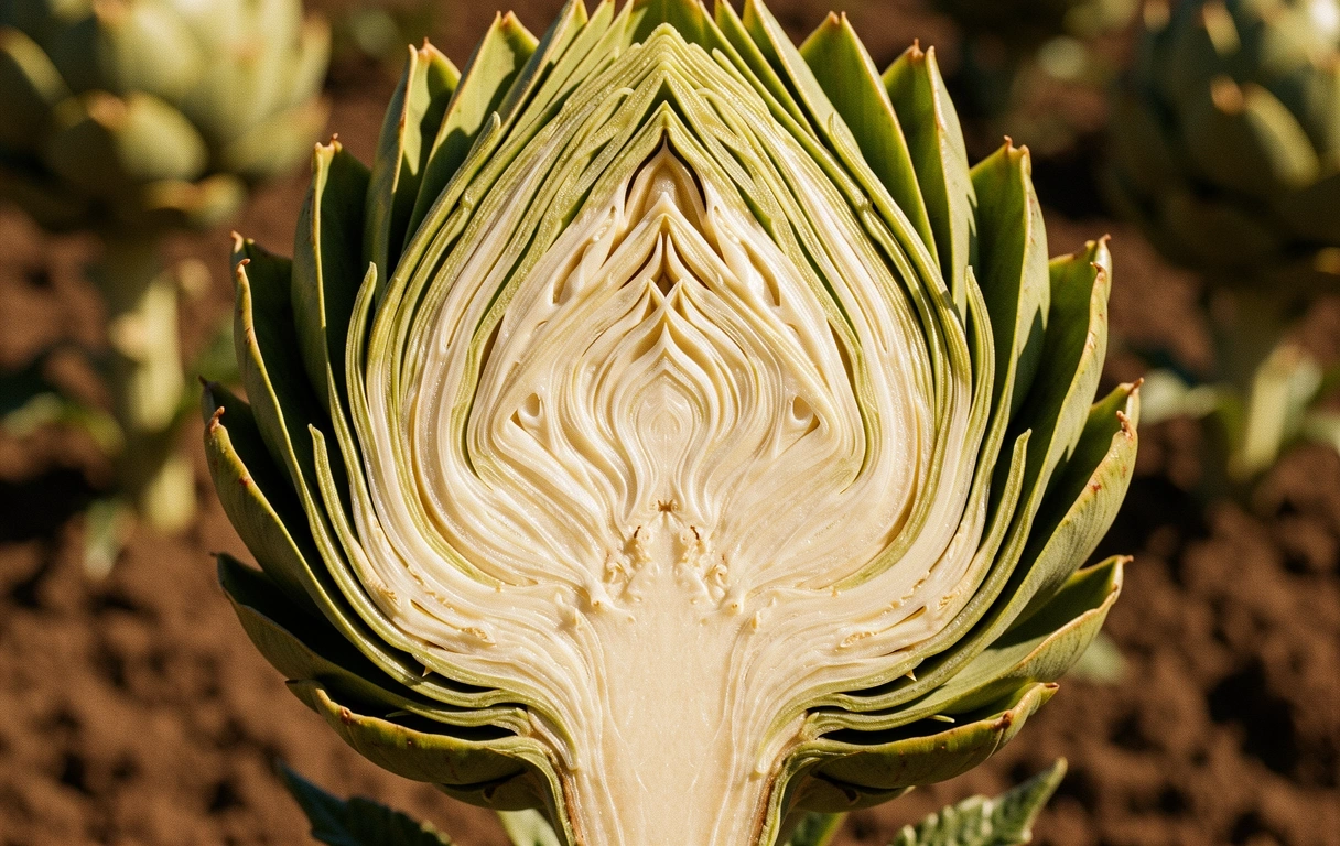 Macro artichoke heart detail